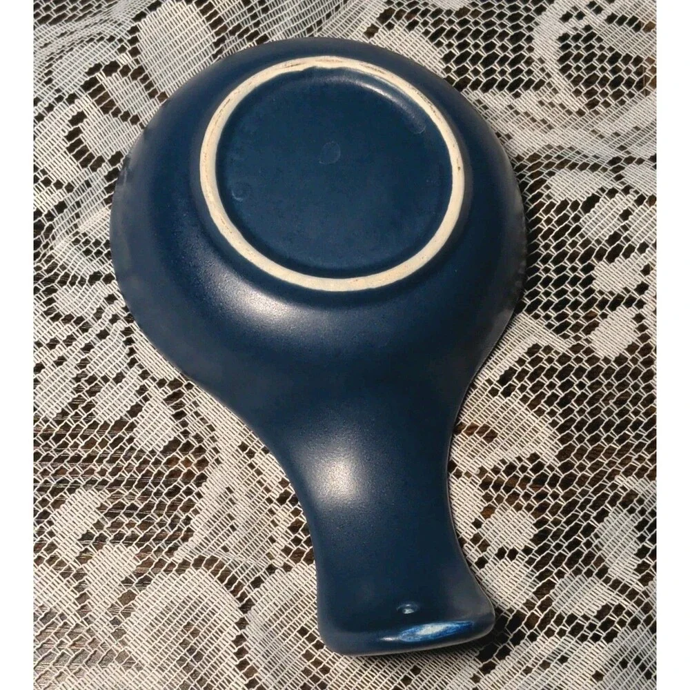 Vintage Treasure Craft Blue Ceramic Spoon Rest Abstract Chunky